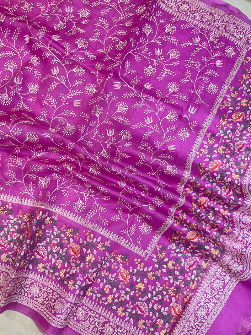 Pure organza Chikankari Handloom Banarasi Saree - The Handlooms