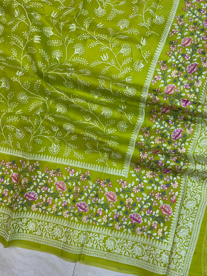 Pure organza Chikankari Handloom Banarasi Saree - The Handlooms