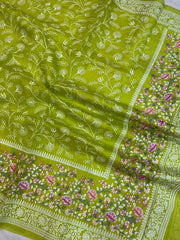 Pure organza Chikankari Handloom Banarasi Saree - The Handlooms