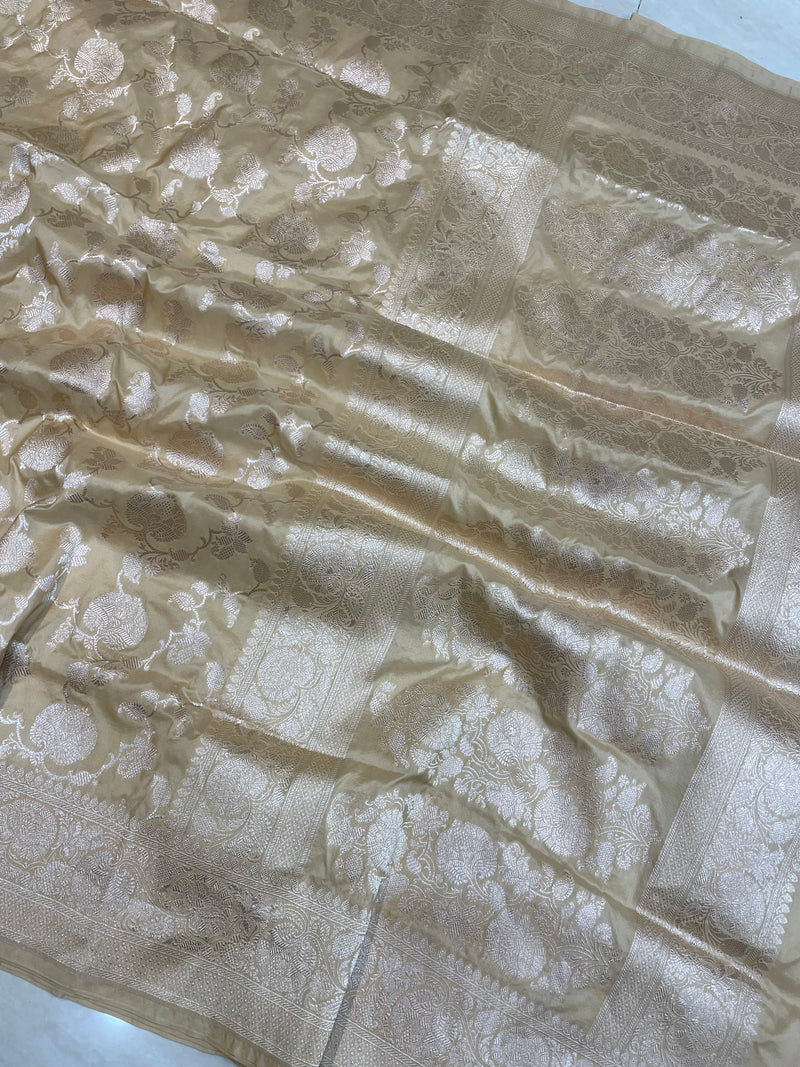 Pure Katan Silk Banarasi Handloom Saree - All Over Jaal Work - The Handlooms