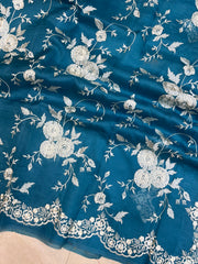 Pure organza Chikankari Handloom Banarasi Saree - The Handlooms