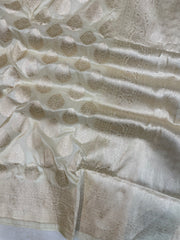 Pure Katan Silk Banarasi Handloom Saree - All Over Jaal Work - The Handlooms