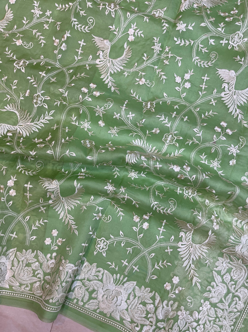 Pure organza Chikankari Handloom Banarasi Saree - The Handlooms