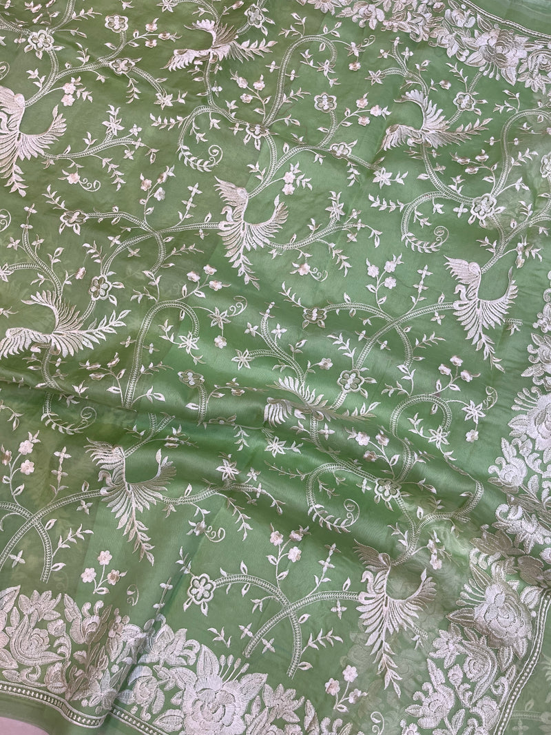Pure organza Chikankari Handloom Banarasi Saree - The Handlooms