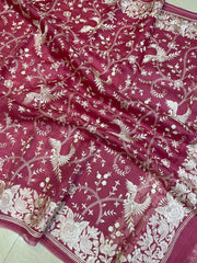 Pure organza Chikankari Handloom Banarasi Saree - The Handlooms