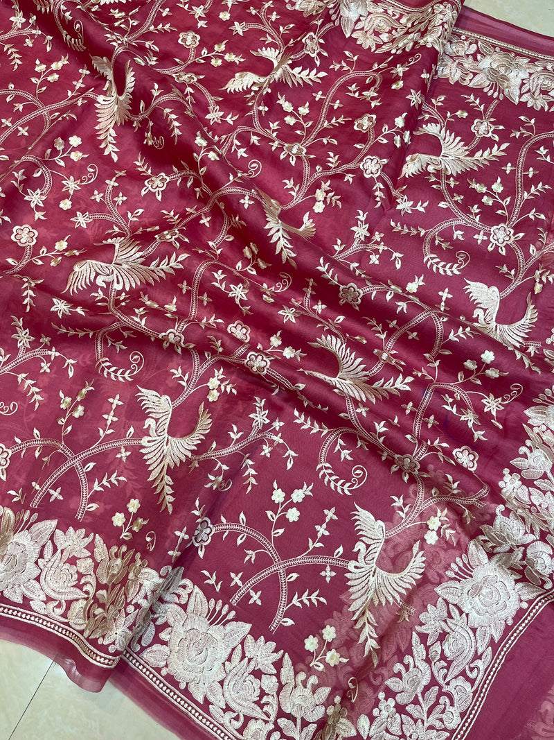 Pure organza Chikankari Handloom Banarasi Saree - The Handlooms
