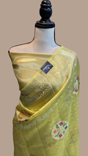 Pure Dupion Silk Banarasi Saree - Gold Zari - The Handlooms