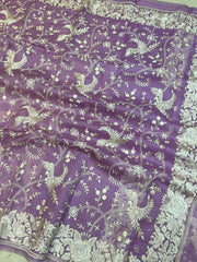 Pure organza Chikankari Handloom Banarasi Saree - The Handlooms