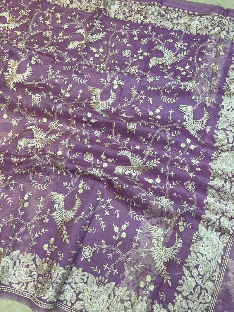 Pure organza Chikankari Handloom Banarasi Saree - The Handlooms