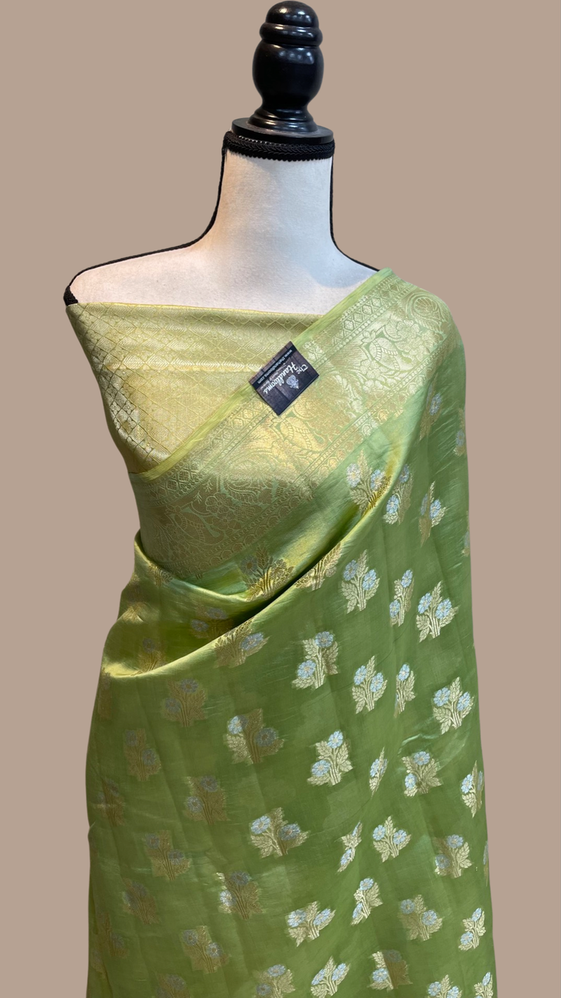 Pure Dupion Silk Banarasi Saree - Gold Zari - The Handlooms