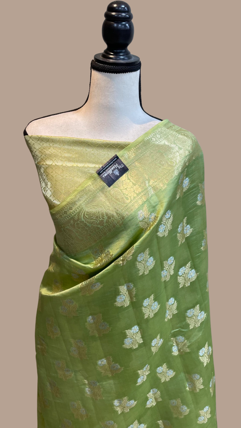 Pure Dupion Silk Banarasi Saree - Gold Zari - The Handlooms