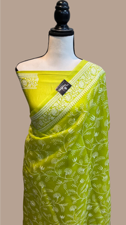 Pure organza Chikankari Handloom Banarasi Saree - The Handlooms