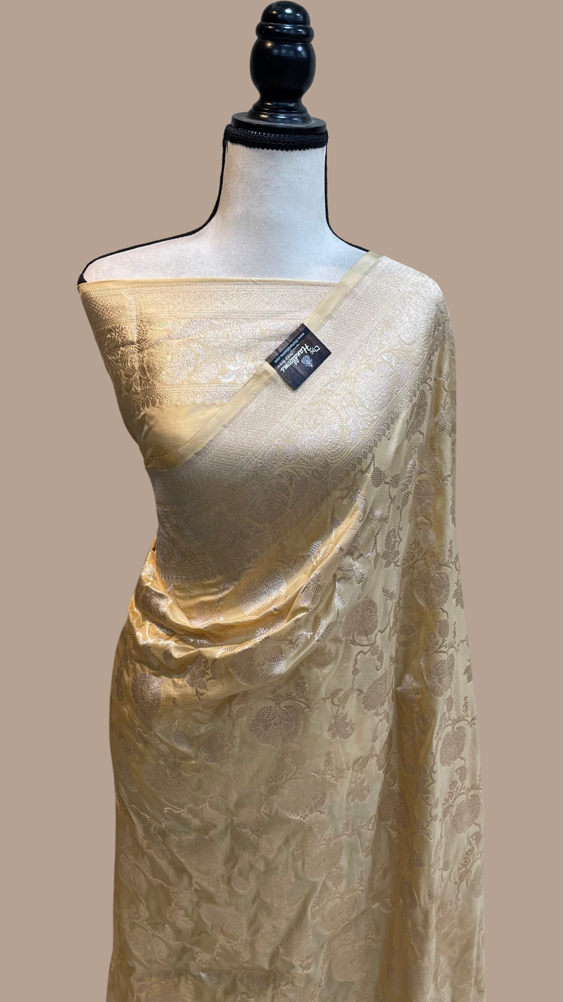 Pure Katan Silk Banarasi Handloom Saree - All Over Jaal Work - The Handlooms