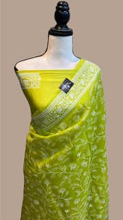 Pure organza Chikankari Handloom Banarasi Saree - The Handlooms
