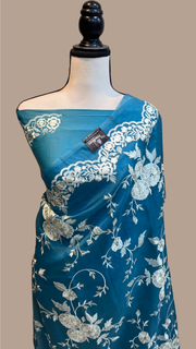 Pure organza Chikankari Handloom Banarasi Saree - The Handlooms