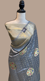 Pure Dupion Silk Banarasi Saree - Gold Zari - The Handlooms