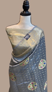 Pure Dupion Silk Banarasi Saree - Gold Zari - The Handlooms