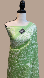 Pure organza Chikankari Handloom Banarasi Saree - The Handlooms