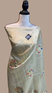 Pure Dupion Silk Banarasi Saree - Gold Zari - The Handlooms