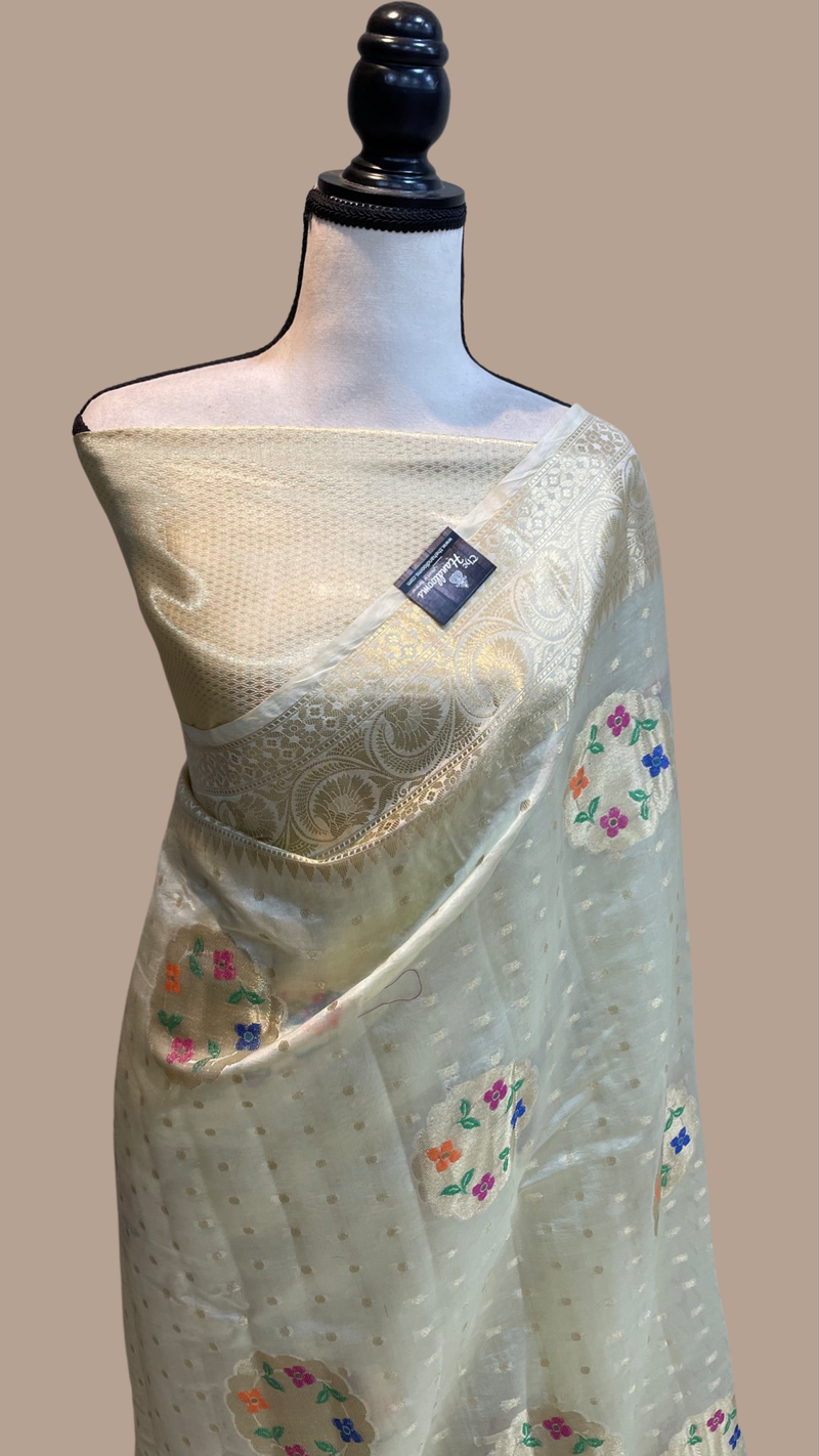 Pure Dupion Silk Banarasi Saree - Gold Zari - The Handlooms