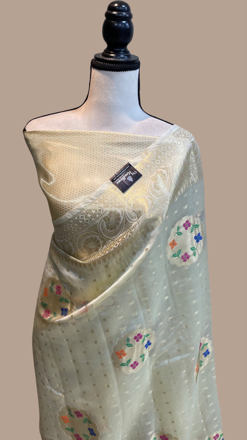 Pure Dupion Silk Banarasi Saree - Gold Zari - The Handlooms