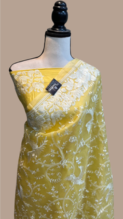 Pure organza Chikankari Handloom Banarasi Saree - The Handlooms