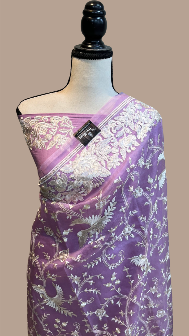Pure organza Chikankari Handloom Banarasi Saree - The Handlooms