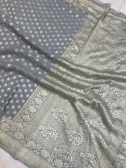 Moonga Georgette Handloom Banarasi Saree - The Handlooms