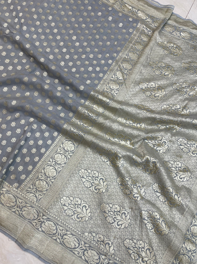 Moonga Georgette Handloom Banarasi Saree - The Handlooms