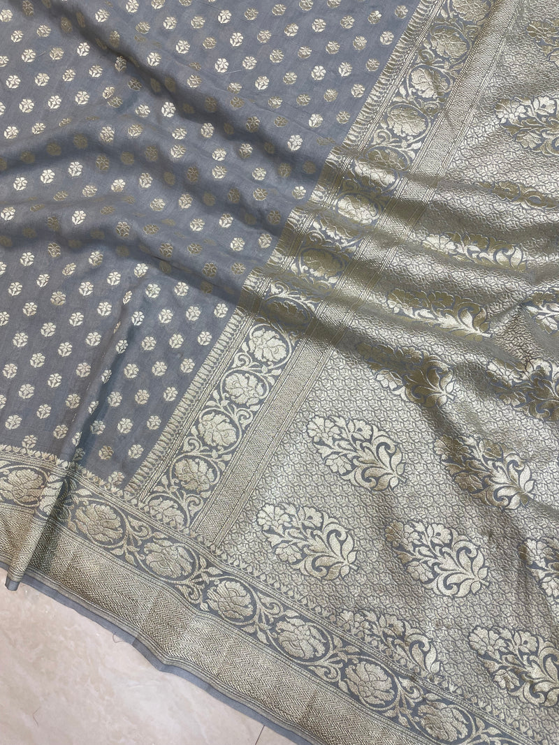 Moonga Georgette Handloom Banarasi Saree - The Handlooms