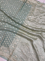 Moonga Georgette Handloom Banarasi Saree - The Handlooms