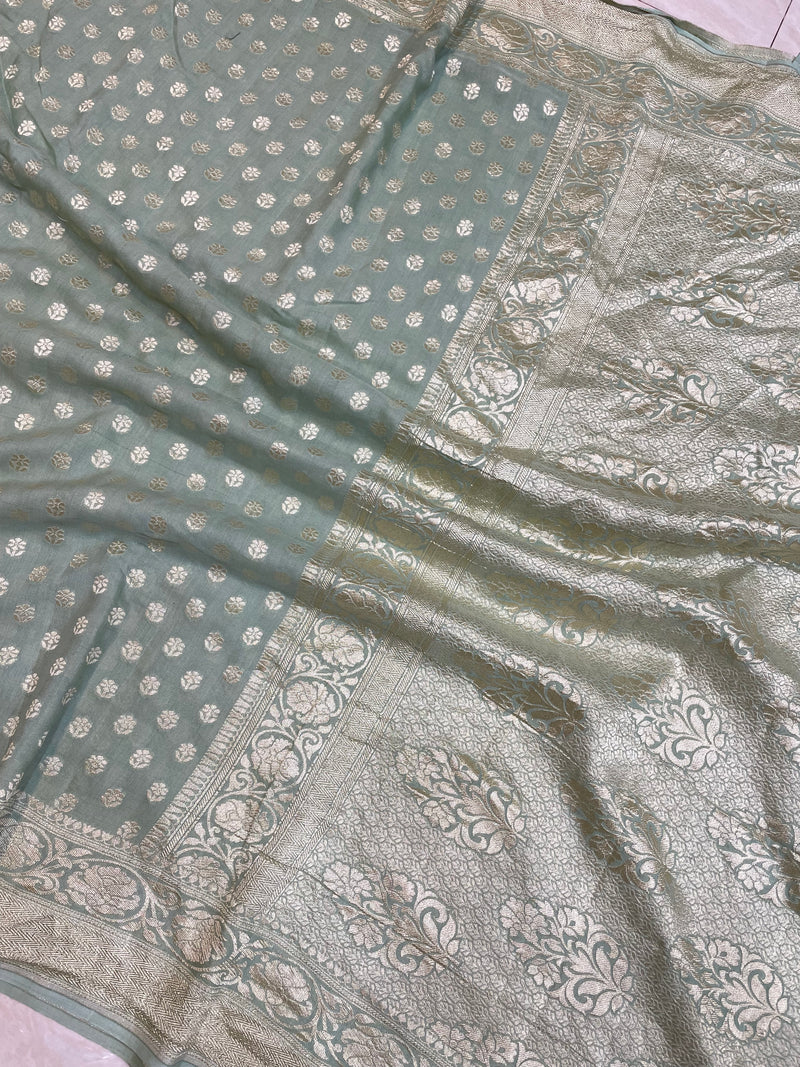 Moonga Georgette Handloom Banarasi Saree - The Handlooms