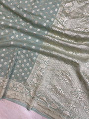 Moonga Georgette Handloom Banarasi Saree - The Handlooms