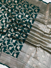 Pure Katan Silk Banarasi Handloom Saree - All over Jaal work - The Handlooms