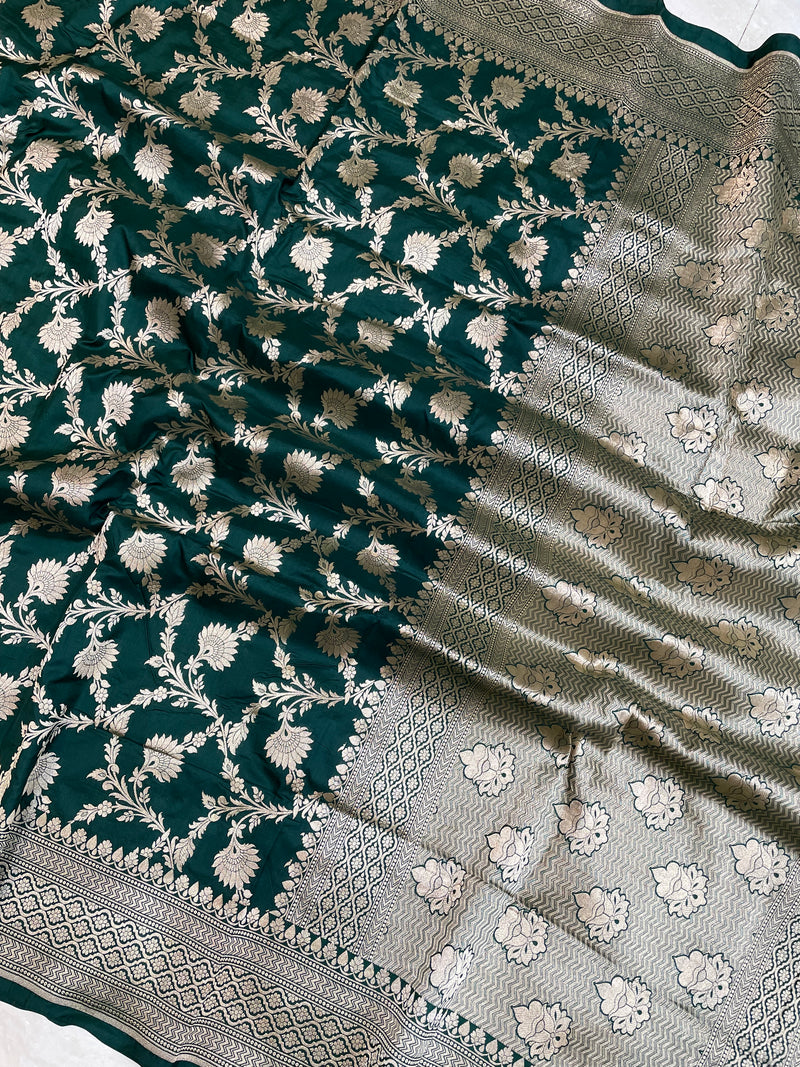 Pure Katan Silk Banarasi Handloom Saree - All over Jaal work - The Handlooms