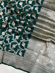 Pure Katan Silk Banarasi Handloom Saree - All over Jaal work - The Handlooms