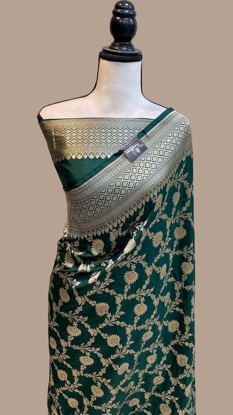 Pure Katan Silk Banarasi Handloom Saree - All over Jaal work - The Handlooms