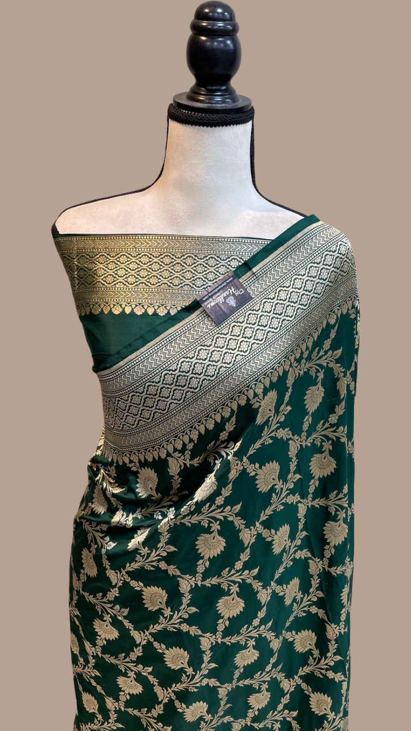 Pure Katan Silk Banarasi Handloom Saree - All over Jaal work - The Handlooms