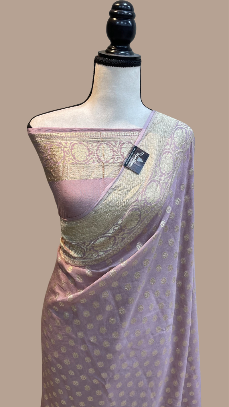 Moonga Georgette Handloom Banarasi Saree - The Handlooms