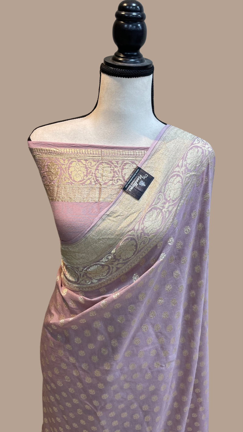 Moonga Georgette Handloom Banarasi Saree - The Handlooms