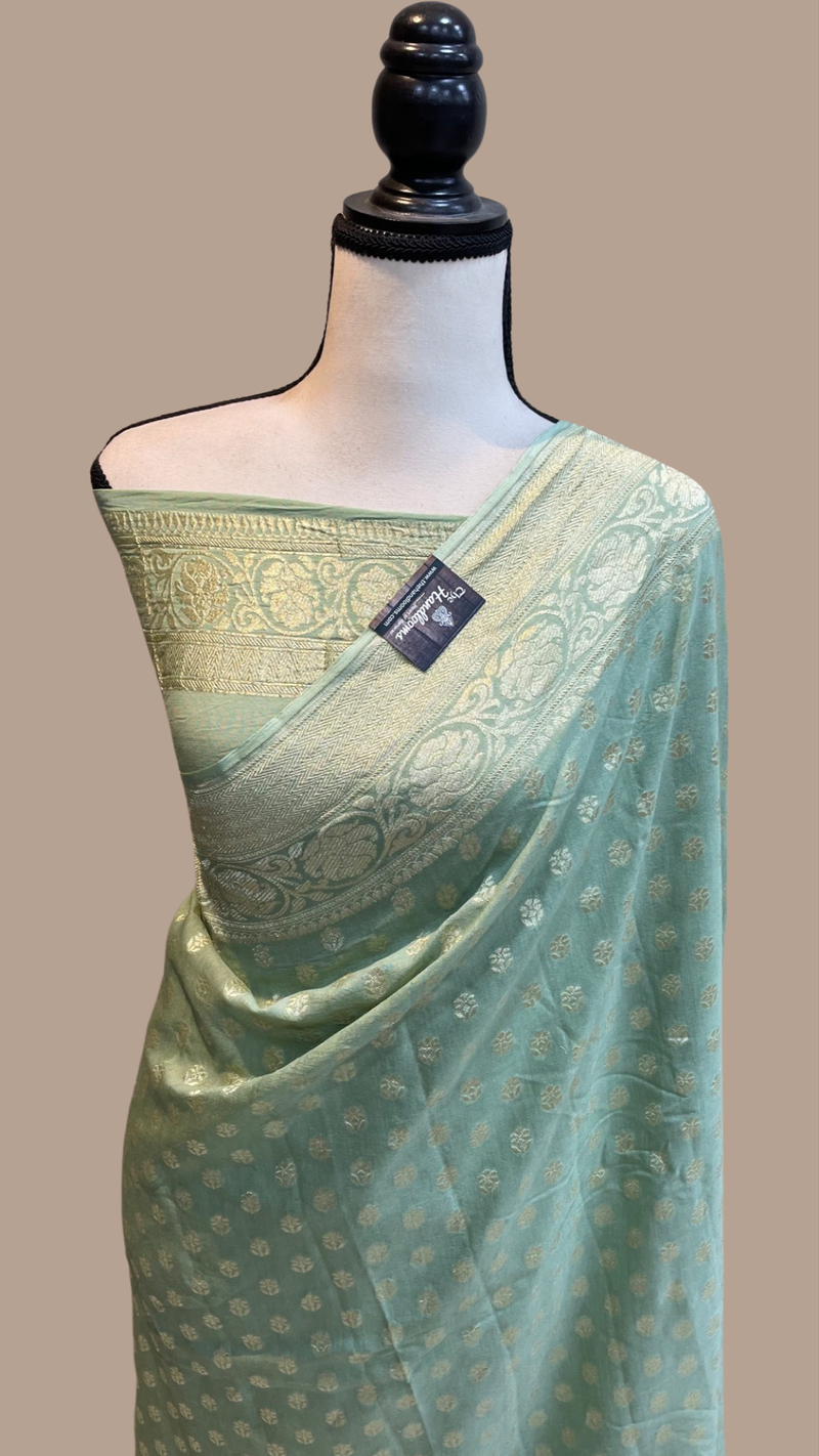 Moonga Georgette Handloom Banarasi Saree - The Handlooms
