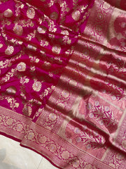 Pure Katan Silk Banarasi Handloom Saree - All over Sona Roopa Jaal work - The Handlooms