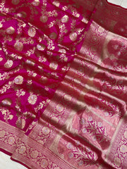 Pure Katan Silk Banarasi Handloom Saree - All over Sona Roopa Jaal work - The Handlooms