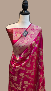 Pure Katan Silk Banarasi Handloom Saree - All over Sona Roopa Jaal work - The Handlooms