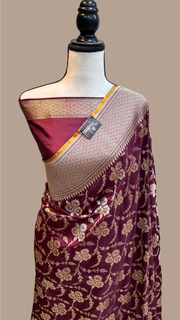 Pure Katan Silk Banarasi Handloom Saree - All over Jaal work - The Handlooms