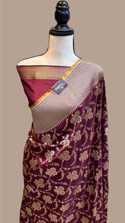 Pure Katan Silk Banarasi Handloom Saree - All over Jaal work - The Handlooms