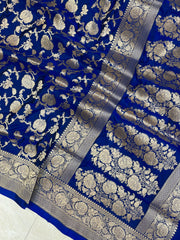 Pure Katan Silk Banarasi Handloom Saree - All over Jaal  work - The Handlooms