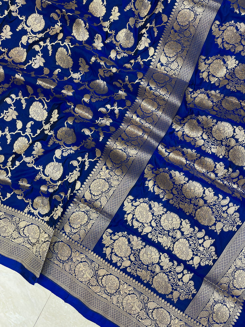 Pure Katan Silk Banarasi Handloom Saree - All over Jaal  work - The Handlooms