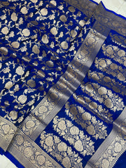 Pure Katan Silk Banarasi Handloom Saree - All over Jaal  work - The Handlooms