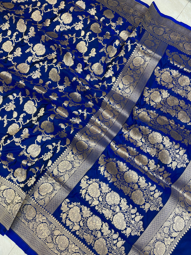 Pure Katan Silk Banarasi Handloom Saree - All over Jaal  work - The Handlooms